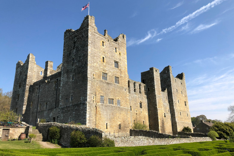 Close up of the well-preserved exterior Bolton Castle.